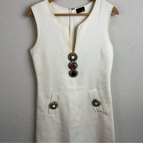 Fendi Dress Textured Sleeveless Mini Jewel Embellished Shift - Picture 4 of 16